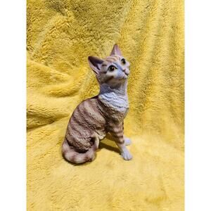 Playful Sitting Pose Tabby Orange Cat Purr-fect Kitten Statue Garden Sculpture